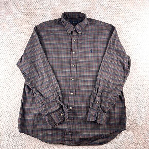 Polo Ralph Lauren Mens XL Lightweight 100% Cotton Button Down Plaid Long Sleeve - Picture 2 of 10